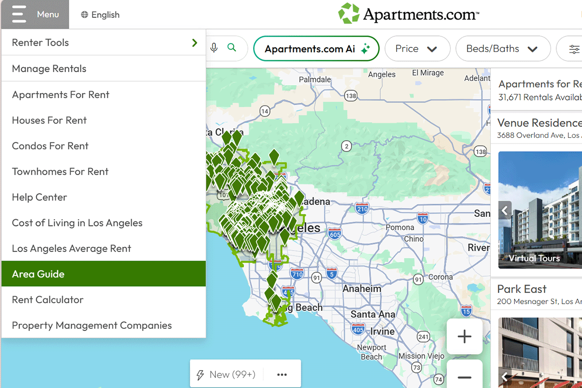 How to find area guides on Apartments.com_
