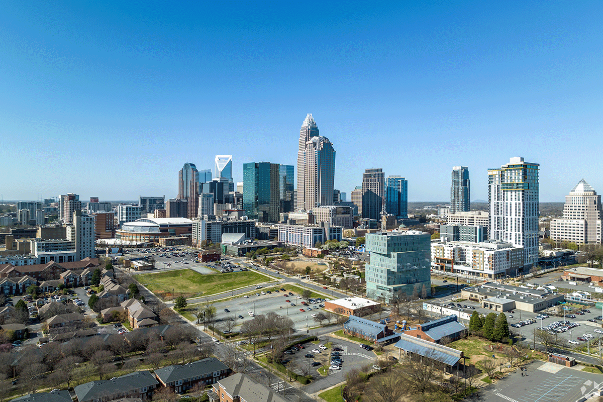 Office buildings in Charlotte, NC.