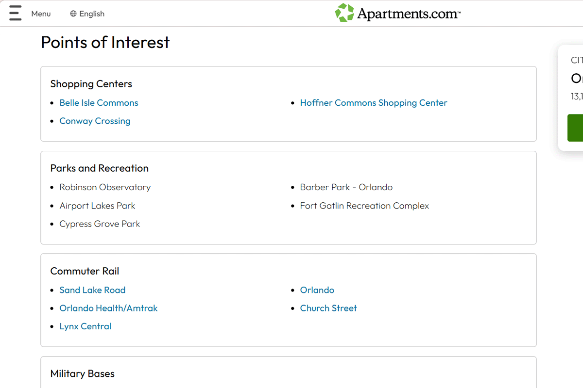 Points of Interests in Orlando Fl Area Guide Apartments.com_