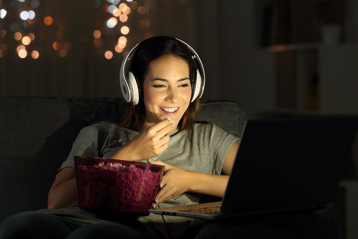 Renter watching show on her laptop