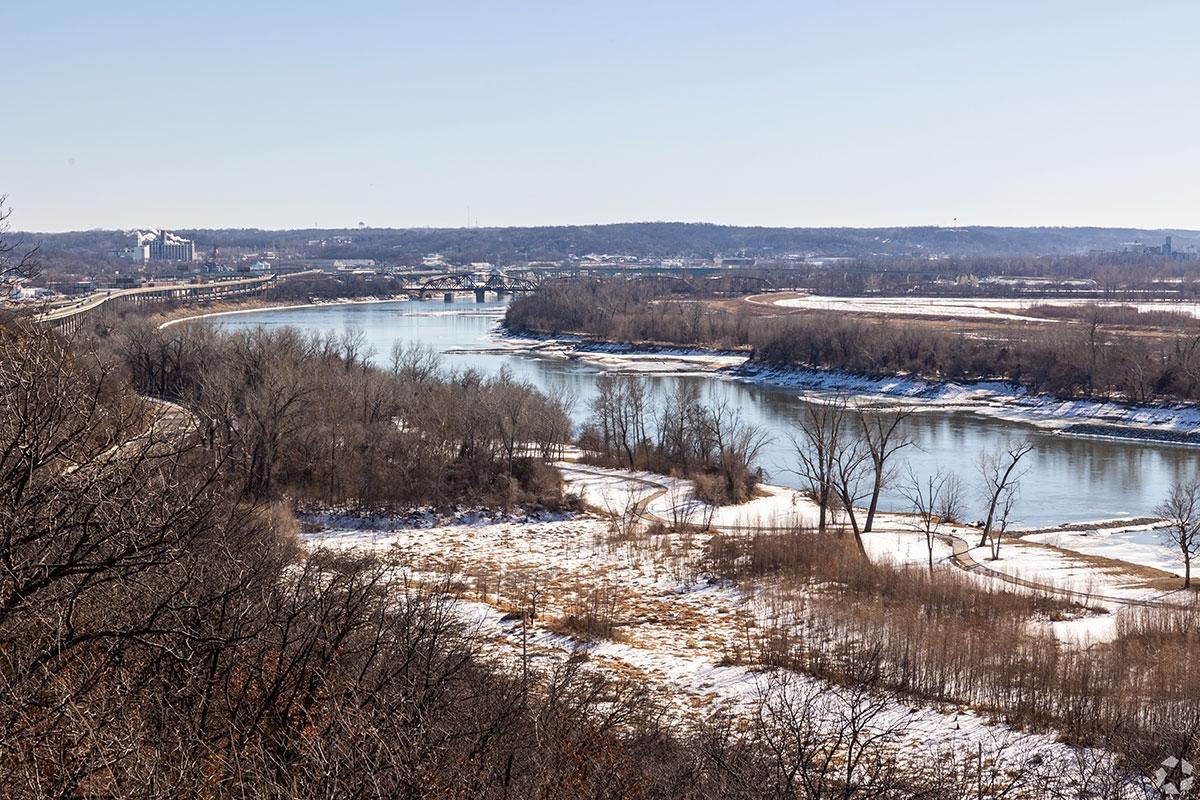 Aerial view of the Missouri River in St. Joseph.