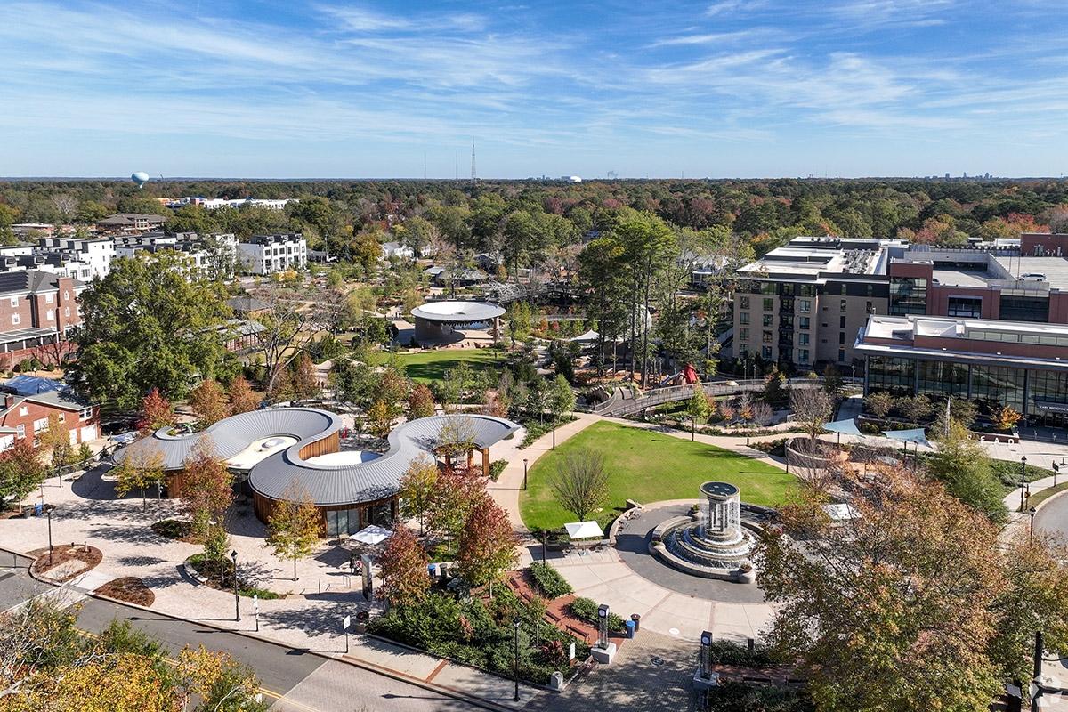 Downtown Cary has a large park with plenty of green space.