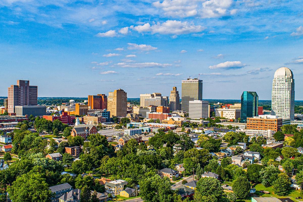 Winston-Salem is known for its green-filled downtown.