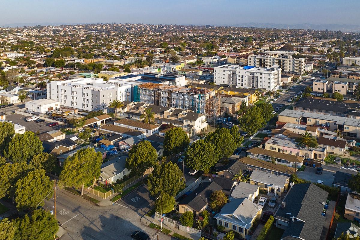 Inglewood has several new apartment communities underway, among the existing landscape of single-family homes.