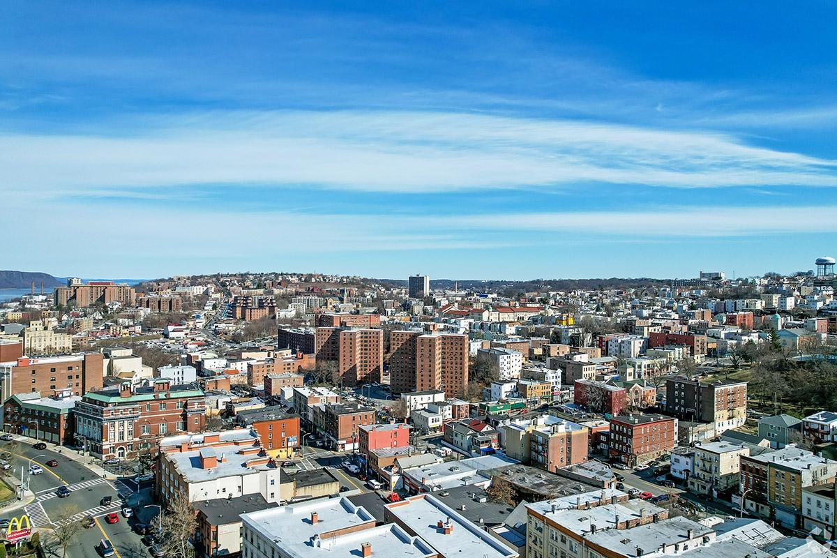 Yonkers has many mid-rise buildings and a city vibe on the outskirts of New York City.