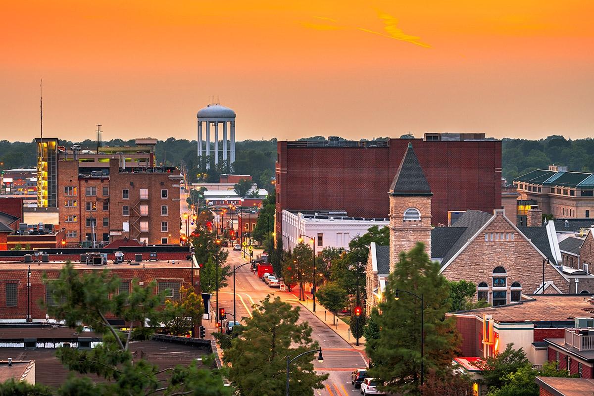 Columbia has a very distinct small-town vibe with lots of brick buildings and historic architecture.