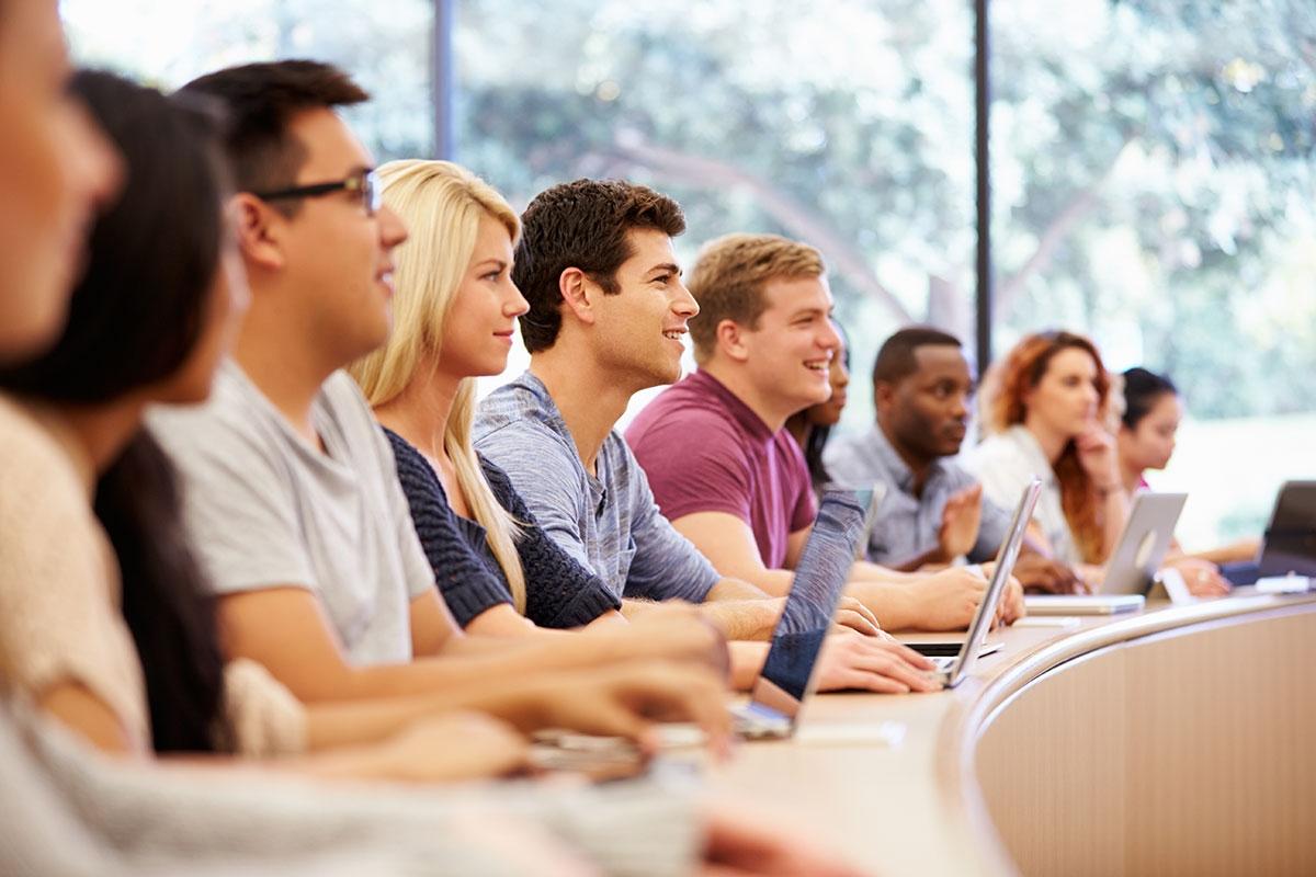 College students sitting in class.