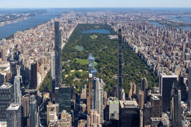Birds eye view of New York City and central park