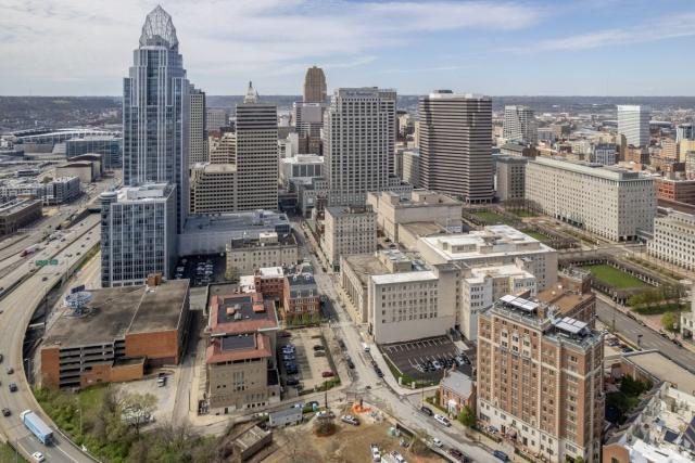 An aerial view of Cincinnati, OH, where rents saw some of the biggest increases in December.