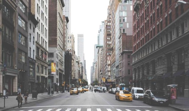 Street-level view of Manhattan