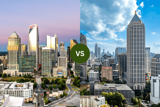 Photo gallery depicting Charlotte and Atlanta metros