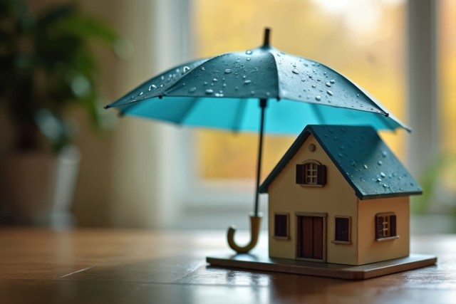 House with umbrella over it - a symbol of renters insurance coverage