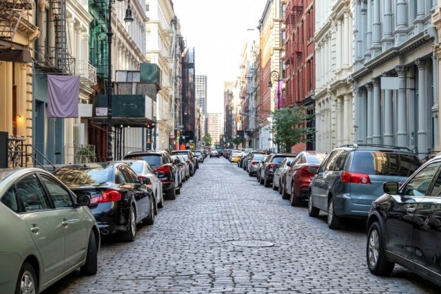 Cars parked along New York City streets