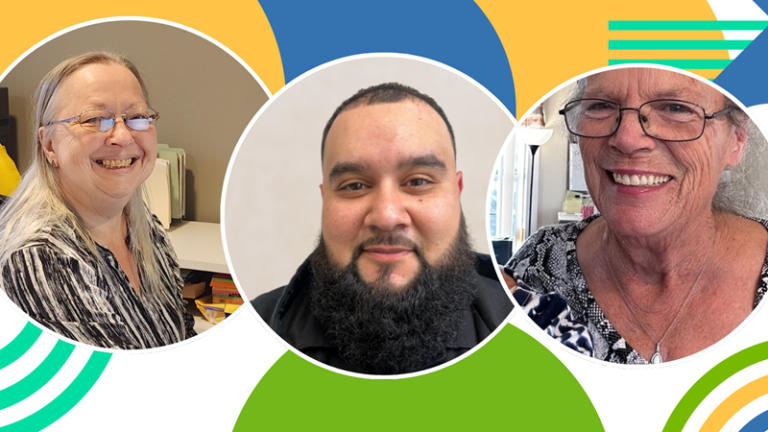 Winners of Apartment Onsite Teams Day contest: Kelly Chavez, Miguel Moncada, and Sandra Wallace