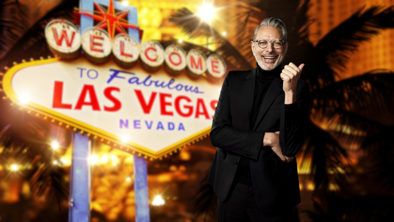Brad Bellflower with Las Vegas welcome sign