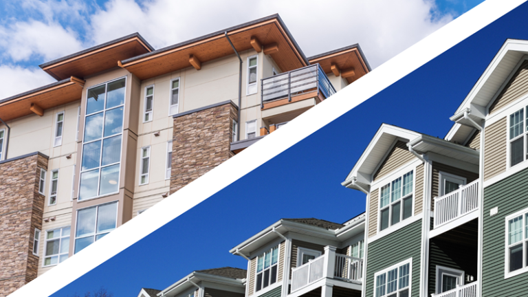 Rent comparables: Split screen of two multifamily properties