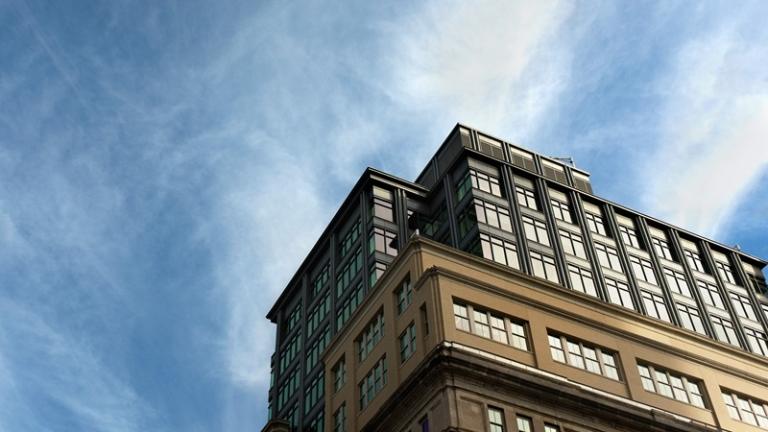 Apartment building against the sky