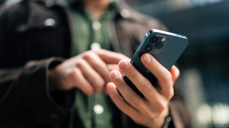 Man using smartphone