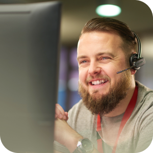 Man on customer support call