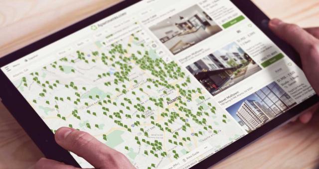 Apartments.com site on tablet