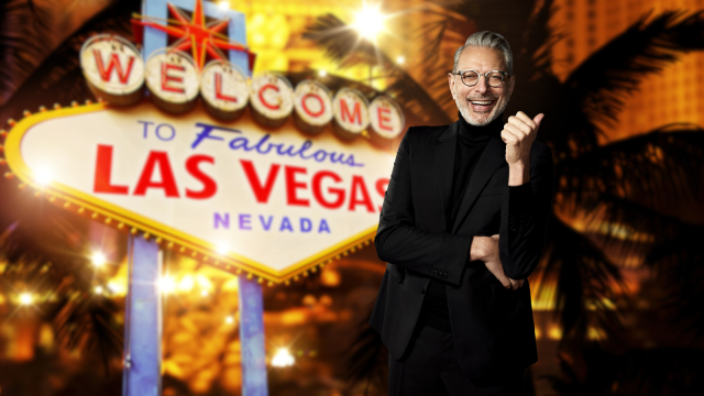 Brad Bellflower with Las Vegas welcome sign