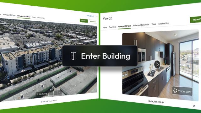 Exterior to interior 3D touring