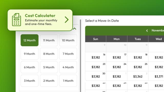 Cost Calculator and pricing by move-in