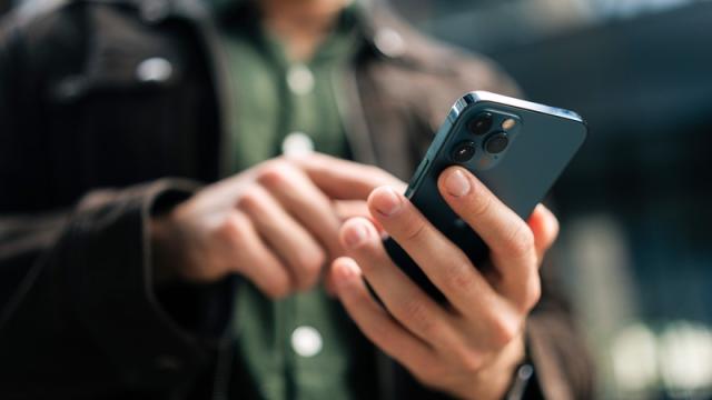 Man using smartphone