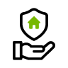 hand holding shield with house icon