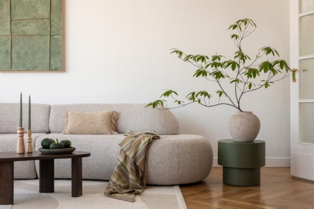 Staged living room in rental property