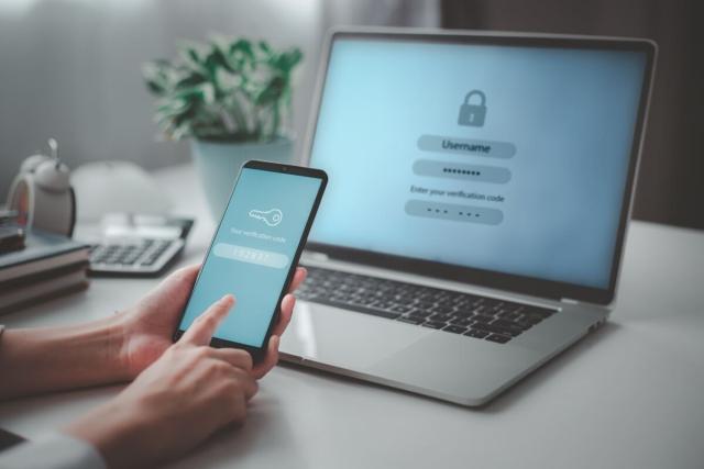 A person uses two-factor authentication to log into an account.
