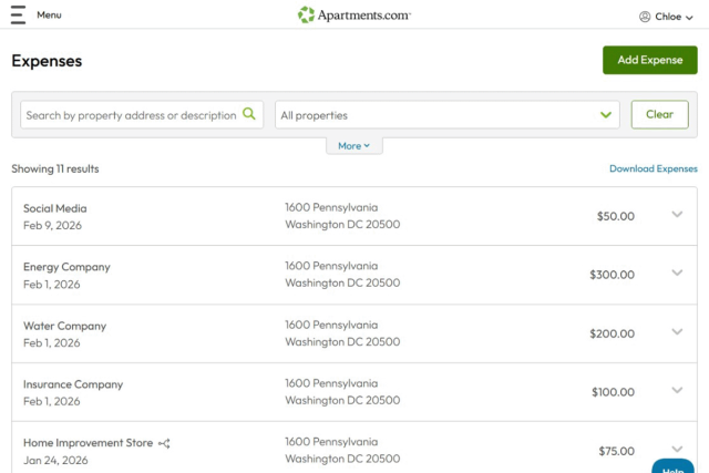 A screenshot of the expenses dashboard in Rental Tools shows different charges.
