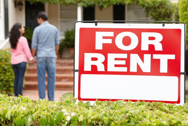 Couple visiting a rental property