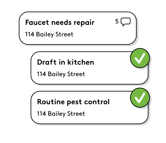 An illustration of a user interface showing multiple maintenance requests.