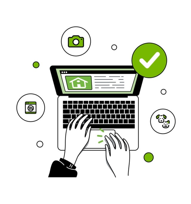 Laptop illustration with checkmark