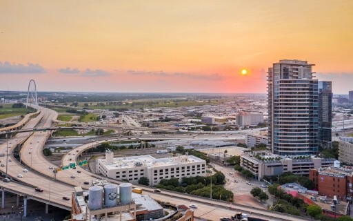 An aerial image of downtown Dallas.