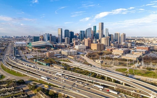 An aerial image of downtown Houston.