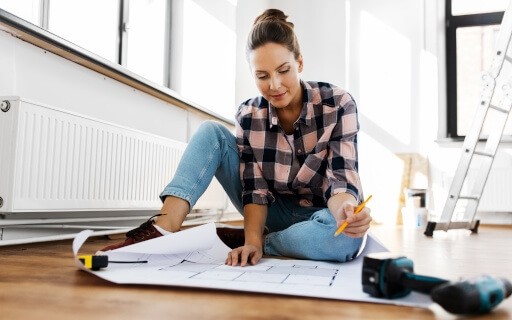 Landlord planning home renovations for her rental property. 