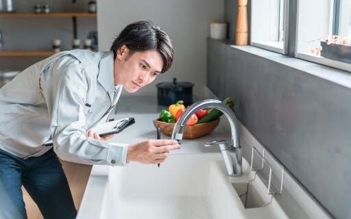 Landlord conducts rental inspection. 