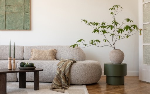 Staged living room in rental property