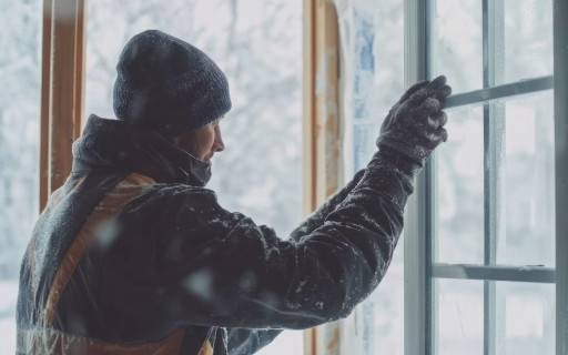 Person adjusts windows for winter climate.