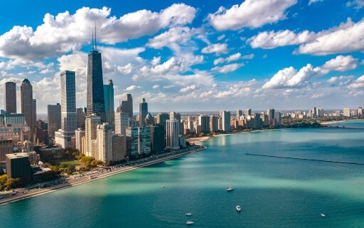 Lakefront skyline of Chicago.