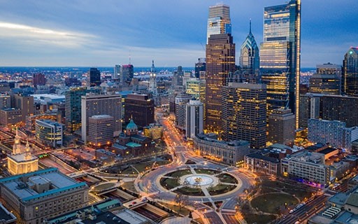 Rittenhouse Square sits in Downtown Philadelphia.