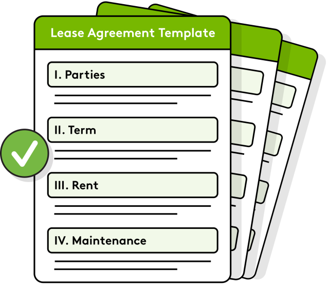 A graphic displaying the different sections of the lease template.