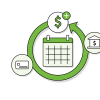 An illustration demonstrating auto pay, featuring icons representing a credit card and a checking account