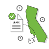 A cursor points to Los Angeles, and a lease template is produced.