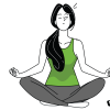 A woman practicing yoga and receiving a payment notification email on her phone
