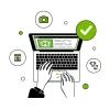Laptop illustration with checkmark