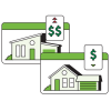 Two houses in a rent comps report with dollar signs indicating the difference in price.