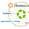 Logos for Apartments.com's partner websites surround the Apartments.com Logomark